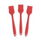 Kit 3 Pinceis Culinarios Silicone Vermelho 26cm Reforçado -
