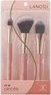 Kit 3 Pincéis Rose Gold Lanossi Beauty & Care Maquiagem Facial, Rosa Claro e Rosé Metalizado
