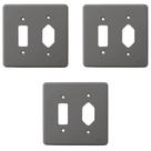 Kit 3 Placa 4x4 Cinza 1 Tecla + 1 Tomada Silentoque 54394