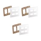 Kit 3 Placa 4X4 P/ 4 Mód Branco Zeffia C Suporte Pial 680175