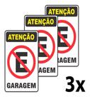 Kit 3 Placa Pvc Proibido Estacionar Garagem Auto-adesiva