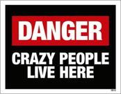 Kit 3 Placas Decorativa Danger Crazy People Live Here 36X46