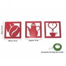 Kit 3 Placas Decorativas Cantinho do Café 10x10CM MDF Fita Dupla Face Vermelho Kit 3 Placas Decorativas Cantinho do Café 10x10CM MDF Fita Dupla Face Vermelho