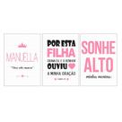 Kit 3 Placas Decorativas com NOME - personalizada (28x20 cm)