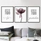 Kit 3 Placas Decorativas Sala - Antes de tudo fé, Depois de tudo gratidão -20x30