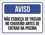 Kit 3 Placas Não Esqueça Chuveiro Antes Entrar Piscina