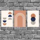 Kit 3 Placas Parede Abstratas Terracota 18x27cm