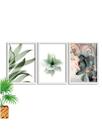 Kit 3 Placas Quadros Decorativos Floral Marmorizado Kit 3 Placas Quadros Decorativos Floral Marmorizado