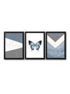 Kit 3 Placas Quadros Decorativos Para Sala Quarto Abstrato Borboleta
