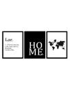 Kit 3 Placas Quadros Decorativos Para Sala Quarto Mapa Mundi Lar