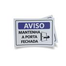Kit 3 Placas sinalização 15x21cm EM PVC PL(1007) - Tema: Condomínio Mantenha a Porta Fechada