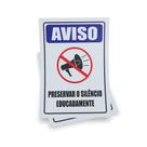 Kit 3 Placas sinalização 15x21cm EM PVC PL(1009) - Tema: Condomínio Preservar o Silêncio