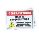Kit 3 Placas sinalização 15x21cm EM PVC PL(135) - Tema: Cerca Elétrica