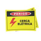 Kit 3 Placas sinalização 15x21cm EM PVC PL(140) - Tema: Cerca Elétrica