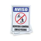 Kit 3 Placas sinalização 15x21cm EM PVC PL(181) - Tema: Respeitar o Convívio com as Pessoas