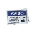 Kit 3 Placas sinalização 15x21cm EM PVC PL(437) - Tema: Lave as Mãos