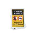 Kit 3 Placas sinalização 15x21cm EM PVC PL(446) - Tema: Garagem para Motos