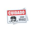Kit 3 Placas sinalização 15x21cm EM PVC PL(54) - Tema: Cão Bravo