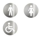 Kit 3 Placas Sinalizacao Banheiro Em Inox Biovis