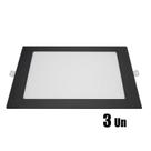 Kit 3 Plafon Painel Led Emb Quadrado Preto 6500k 22x22 18w Kit 3 Plafon Painel Led Emb Quadrado Preto 6500k 22x22 18w