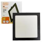 Kit 3 Plafon Quadrado Embutir 12w Preto Branco Neutro 4000K Kit 3 Plafon Quadrado Embutir 12w Preto Branco Neutro 4000K