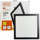 Kit 3 Plafon Quadrado Preto Embutir 24w Branco Neutro 4000K