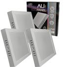 Kit 3 Plafons Led Sobrepor Quadrado 12W 6500K (Branco Frio) 840L Bivolt Termo EcoPanel ALI-1PF002 ALI