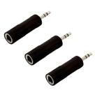 Kit 3 Plug Adaptador P10 Fêmea Stereo P/ P2 Macho Stereo ABS