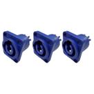Kit 3 Plug Powercon Fêmea Painel Azul Dreamer