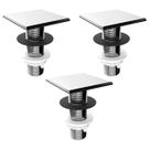 Kit 3 Plug Tapa Furo Cromado Acabamento Quadrado Torneira Balcão Parede Bidê Blukit 50mm