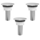 kit 3 Plug Tapa Furo Cromado Acabamento Redondo Torneira Balcão Parede Bidê Blukit 50mm