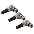 Kit 3 Plug XLR Fêmea 90º Metal Profissional Níquel MXT