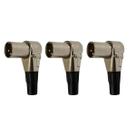 Kit 3 Plug XLR Macho 90º Metal Profissional Níquel MXT