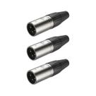 Kit 3 Plug XLR Macho Metal Profissional 3 Vias Roxtone