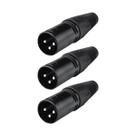 Kit 3 Plug XLR Macho Metal Profissional Preto MXT