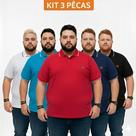 Kit 3 Polo Masculina Tamanho Especial G1 G2 G3 Algodão Lisa Sem Bolso -