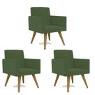 Kit 3 Poltrona Decorativa Nina Cadeira Escritório Recepção Suede Verde