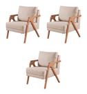Kit 3 Poltronas Decorativa Mona Suede Bege - Kimi Décor Kit 3 Poltronas Decorativa Mona Suede Bege - Kimi Décor