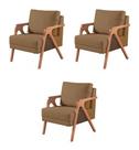 Kit 3 Poltronas Decorativa Mona Veludo Capuccino - Kimi Décor