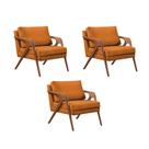 Kit 3 Poltronas Decorativas Mona Premium Base Madeira Maciça Veludo Terracota Kit 3 Poltronas Decorativas Mona Premium Base Madeira Maciça Veludo Terracota
