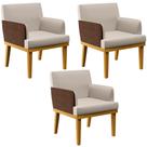 Kit 3 Poltronas Decorativas Para Sala De Estar Beatriz W01 Linho Cru material sintético Marrom - Lyam Decor Kit 3 Poltronas Decorativas Para Sala De Estar Beatriz W01 Linho Cru material sintético Marrom - Lyam Decor
