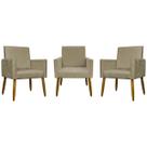 Kit 3 Poltronas Decorativas Para Sala Quarto Recepção Escritório Confortável Luxo Mari Suede