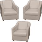 Kit 3 Poltronas Decorativas Para Sala Recepção Manicure Escritório Consultório Barbearia Tecido Sintético Pés Plástico Cromado