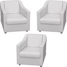 Kit 3 Poltronas Decorativas Para Sala Recepção Manicure Escritório Consultório Barbearia Tecido Sintético Pés Plástico Cromado