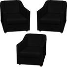 Kit 3 Poltronas Decorativas Para Sala Tecido Sintético Cores Pé De Plástico