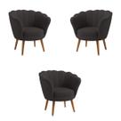 Kit 3 Poltronas Decorativas Pétala Sala de Estar Tecido Veludo Grafite Kimi Decor Kit 3 Poltronas Decorativas Pétala Sala de Estar Tecido Veludo Grafite Kimi Decor