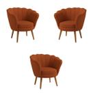 Kit 3 Poltronas Decorativas Pétala Sala de Estar Tecido Veludo Terracota Kimi Design Kit 3 Poltronas Decorativas Pétala Sala de Estar Tecido Veludo Terracota Kimi Design
