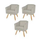 Kit 3 Poltronas Decorativas San Diego Sala de Estar Tecido Veludo Cinza Claro Kimi Design Kit 3 Poltronas Decorativas San Diego Sala de Estar Tecido Veludo Cinza Claro Kimi Design