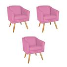 Kit 3 Poltronas Decorativas San Diego Sala de Estar Tecido Veludo Rose Kimi Decor Kit 3 Poltronas Decorativas San Diego Sala de Estar Tecido Veludo Rose Kimi Decor