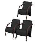 Kit 3 Poltronas Decorativas Vênus 1 Lugar Braço Pé Madeira D Salla Tecido Sintético